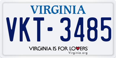 VA license plate VKT3485
