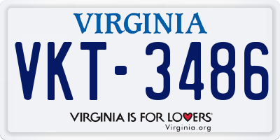 VA license plate VKT3486
