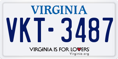 VA license plate VKT3487