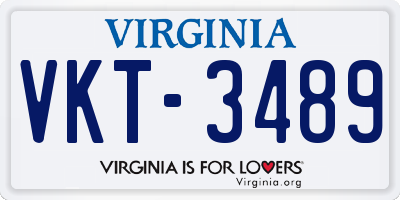 VA license plate VKT3489