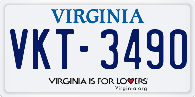 VA license plate VKT3490