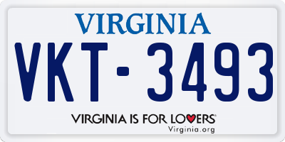 VA license plate VKT3493