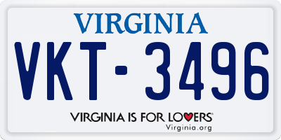 VA license plate VKT3496