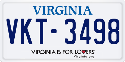 VA license plate VKT3498