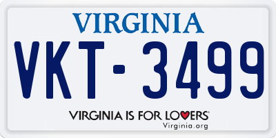 VA license plate VKT3499