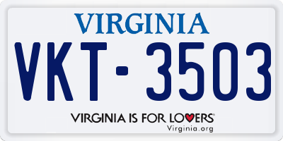 VA license plate VKT3503
