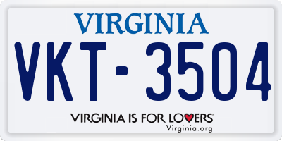 VA license plate VKT3504