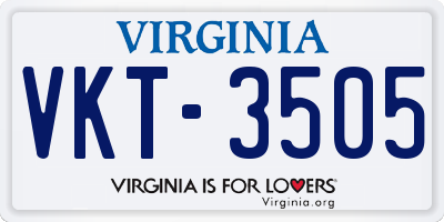 VA license plate VKT3505