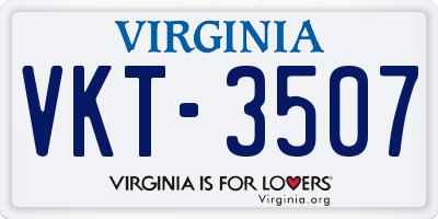 VA license plate VKT3507
