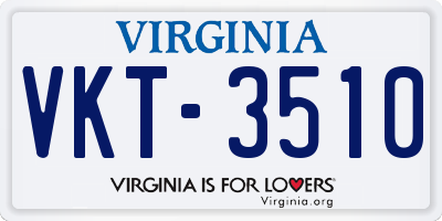 VA license plate VKT3510