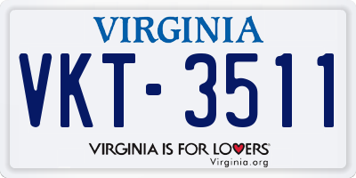 VA license plate VKT3511