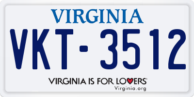 VA license plate VKT3512