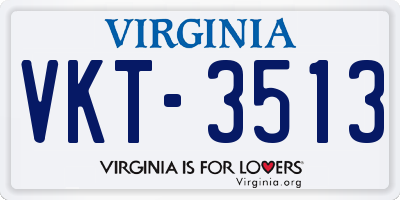 VA license plate VKT3513