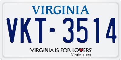 VA license plate VKT3514
