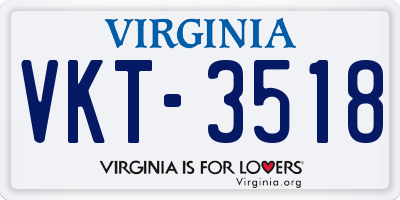 VA license plate VKT3518