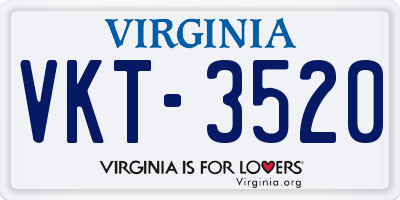 VA license plate VKT3520