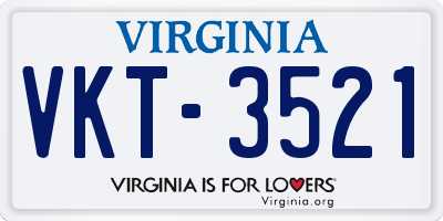 VA license plate VKT3521
