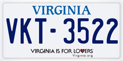VA license plate VKT3522