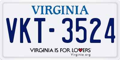 VA license plate VKT3524