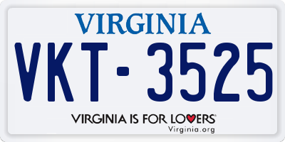 VA license plate VKT3525
