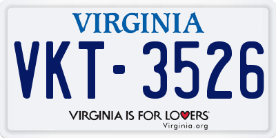 VA license plate VKT3526