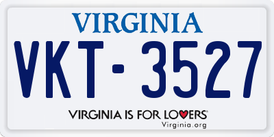 VA license plate VKT3527