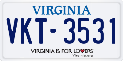 VA license plate VKT3531