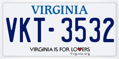 VA license plate VKT3532