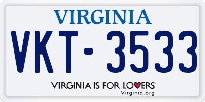 VA license plate VKT3533