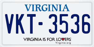 VA license plate VKT3536