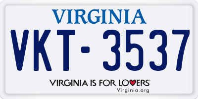 VA license plate VKT3537