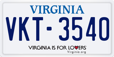 VA license plate VKT3540