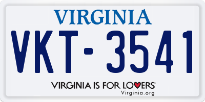 VA license plate VKT3541