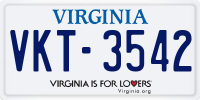 VA license plate VKT3542