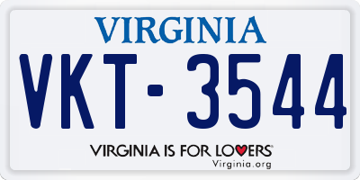 VA license plate VKT3544