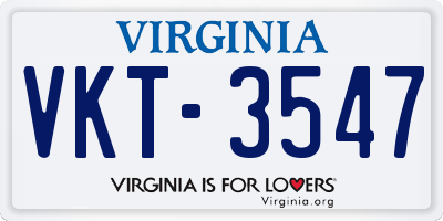 VA license plate VKT3547