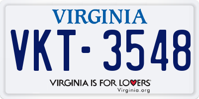VA license plate VKT3548