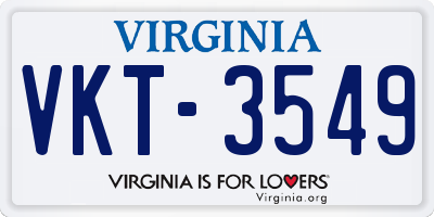 VA license plate VKT3549