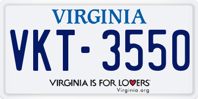 VA license plate VKT3550