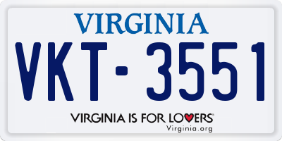 VA license plate VKT3551