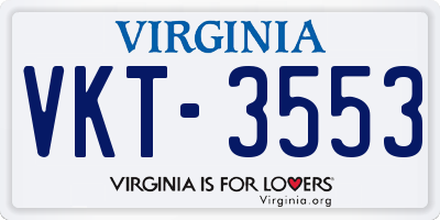 VA license plate VKT3553