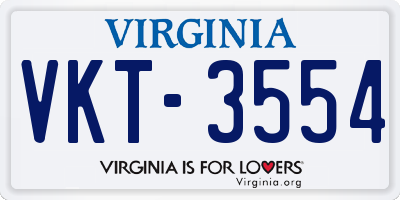 VA license plate VKT3554