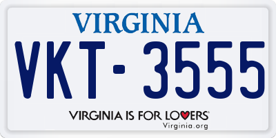 VA license plate VKT3555