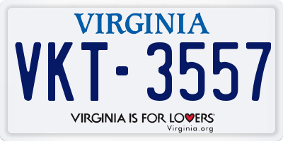 VA license plate VKT3557