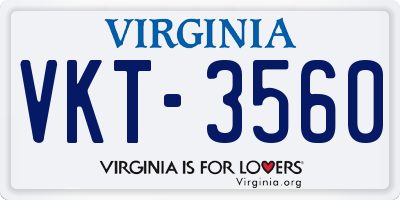 VA license plate VKT3560