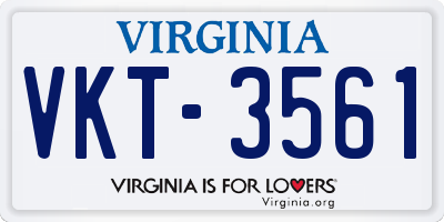 VA license plate VKT3561