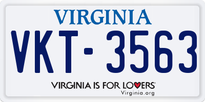 VA license plate VKT3563