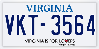 VA license plate VKT3564