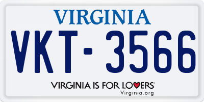 VA license plate VKT3566
