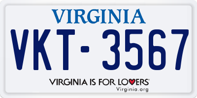 VA license plate VKT3567